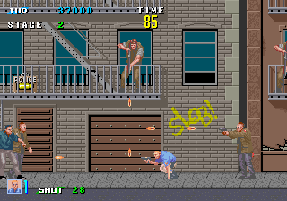 Play E-Swat - Cyber Police (set 1, Japan, FD1094 317-0131 decrypted) Now -  :xxx - :yyy Game Screenshot