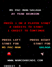Play Ms. Pac-Man/Galaga - 20th Anniversary Class of 1981 Reunion (V1.08) Now -  :xxx - :yyy Game Screenshot