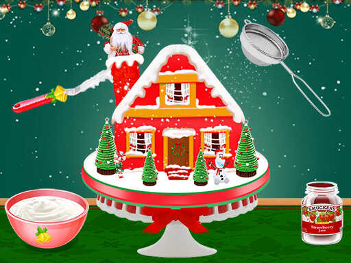 Xmas Gingerbread House Cake - Free Top Free Online Games tagged Cake Game