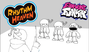 العب FNF مقابل Rhythm Heaven في FNF الآن -  لقطة شاشة لعبة :xxx - :yyy
