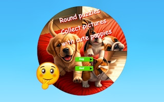 Round Jigsaw Puzzle Collect Pictures with Cute Puppies - Similar Game