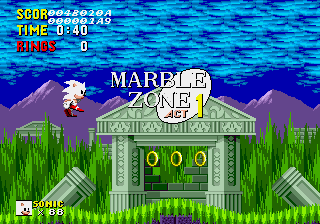 Играть в White Sonic в Sonic 1 (первый релиз) сейчас -  Скриншот игры :xxx - :yyy