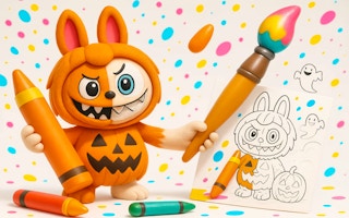 Halloween Labubu Coloring & Drawing Game - Free coloring Game Like 와onder 색칠