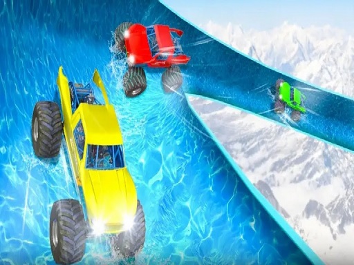 Jeux de glissade d'eau de camion monster truck folle