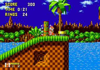 Jouez à SMB1 Mario dans Sonic The Hedgehog maintenant -  Capture d'écran de :xxx - Jeu :yyy